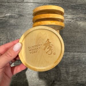 Suntory Whisky Toki Wooden Coaster Set - Natural Wood